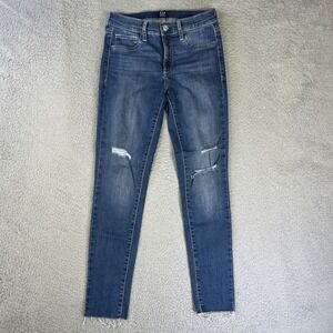 Gap Jeans Womens 26 Blue Denim Pants Favorite Jegging Legging Ripped Raw Hem‎